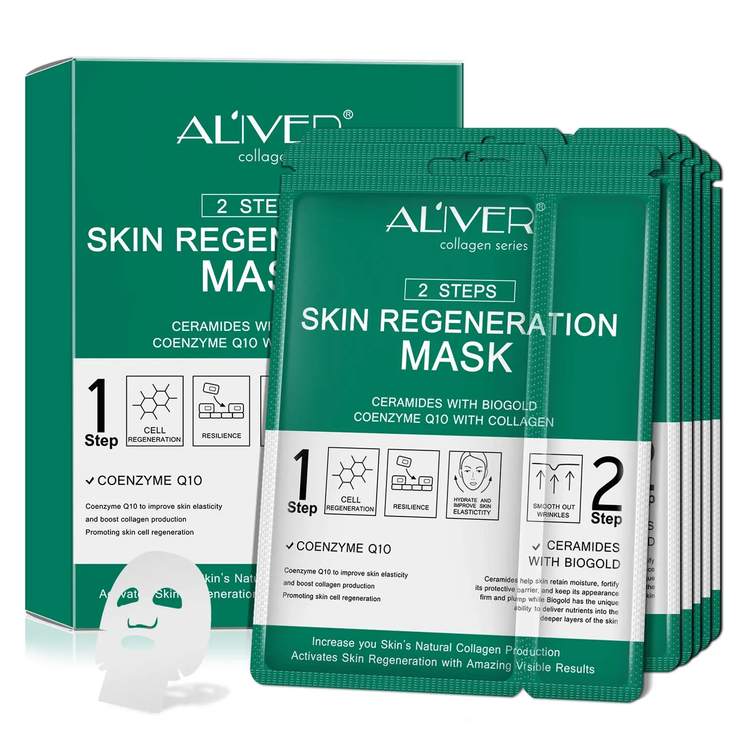 Aliver Skin Regeneration Brightening Anti-Aging Anti-Wrinkle Face Mask(5 Pac)
