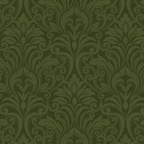 Benartex - A Festival of Roses - Dark Green Damask