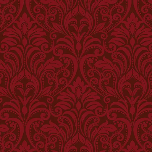 Benartex - A Festival of Roses - Festive Burgundy Damask