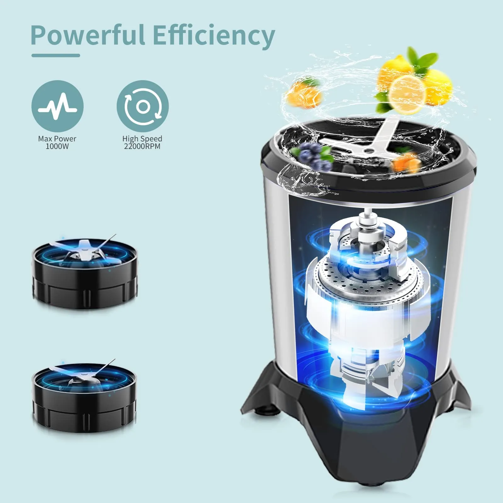 Blender for Shakes and Smoothies, 1000W High Speed Bullet Blender