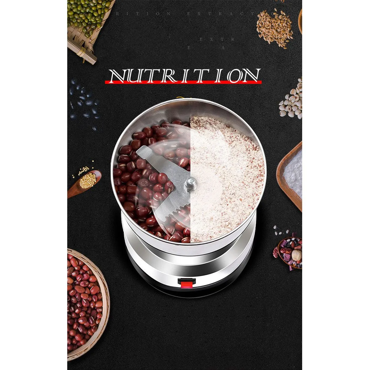 Electric Coffee Bean Grinder Grinding Milling Bean Nut Spice Grinder Matte Stainless Blender