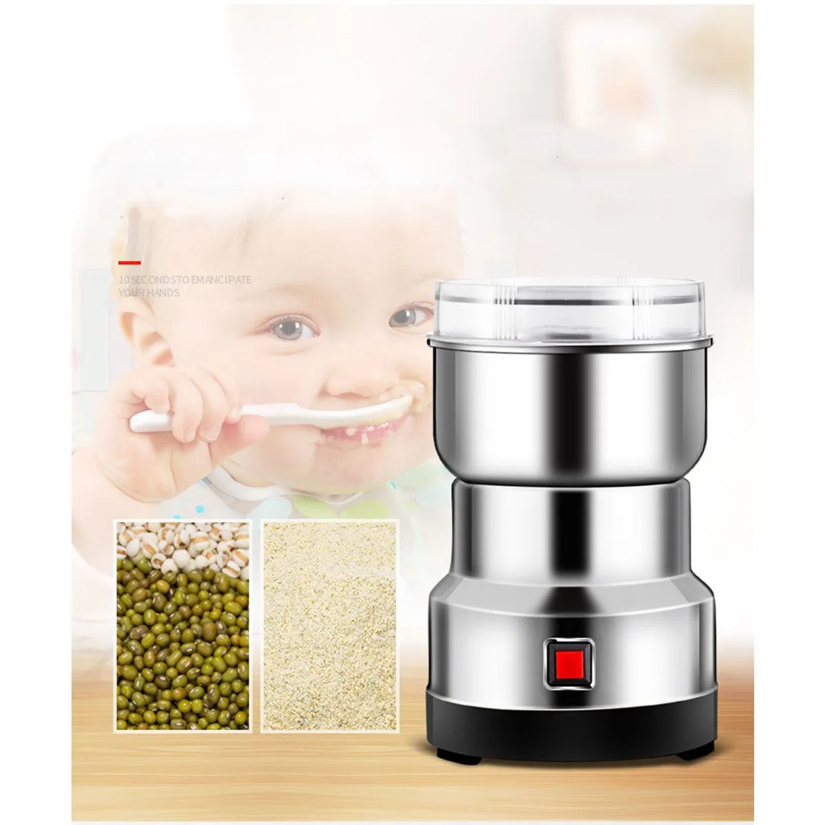Electric Coffee Bean Grinder Grinding Milling Bean Nut Spice Grinder Matte Stainless Blender