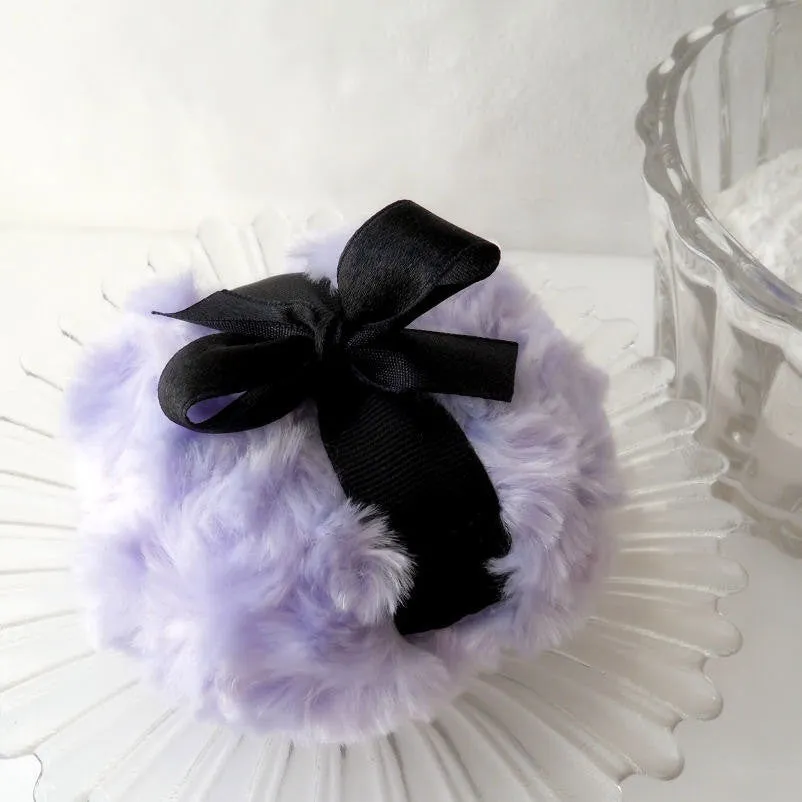 LAVENDER Powder Puff, 4 inch purple and black - gift box option