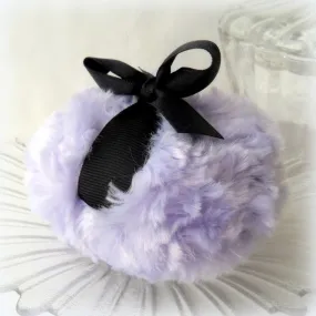 LAVENDER Powder Puff, 4 inch purple and black - gift box option