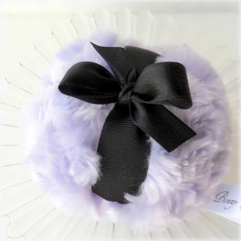 LAVENDER Powder Puff, 4 inch purple and black - gift box option