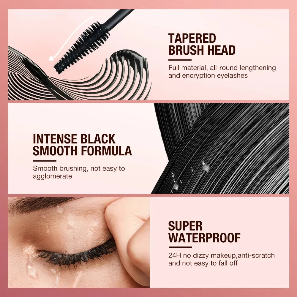 Mascara Waterproof Lengthens Eyelashes Extension Black Non-smudge Lengthening Volume 5D Silk Fiber Mascara Cosmetics