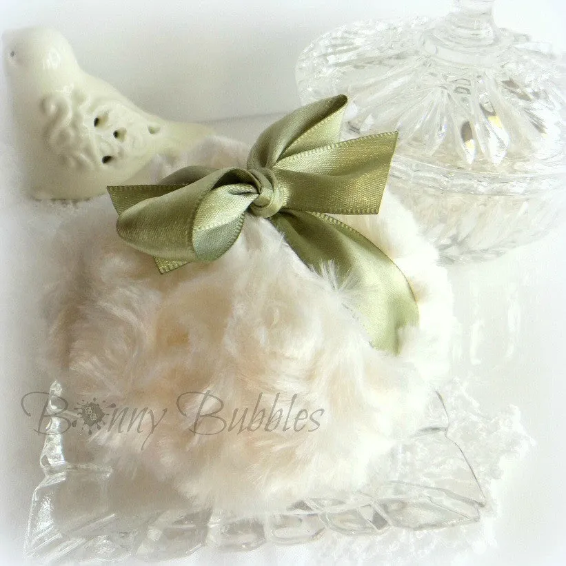 Powder Puff - olive green and cream