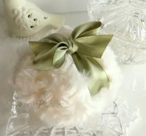 Powder Puff - olive green and cream